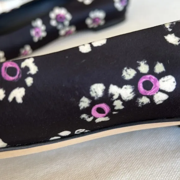 TORY BURCH Satin Bow Floral flats size 9