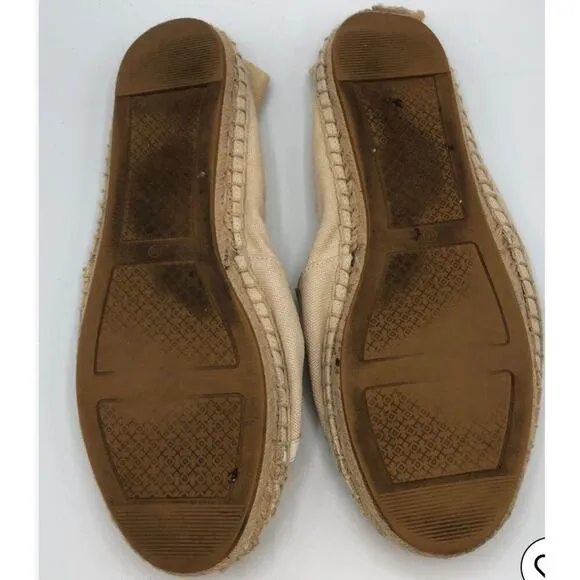 Tory Burch Size 8.5 Poppy Textile Vacation Espadrille Flats Logo Canvas Casual