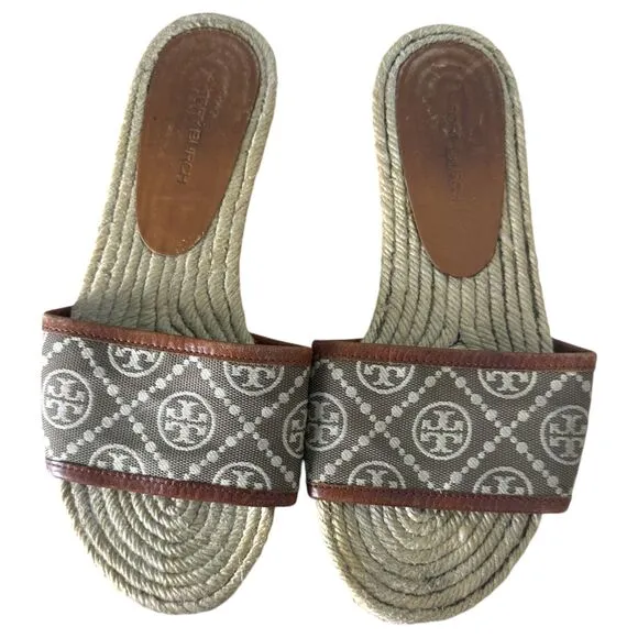 Tory Burch T Monogram Espadrille Slides Women’s Size 6.5