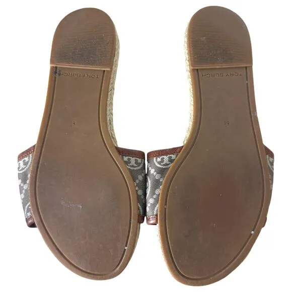 Tory Burch T Monogram Espadrille Slides Women’s Size 6.5