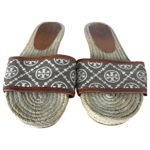 Tory Burch T Monogram Espadrille Slides Women’s Size 6.5
