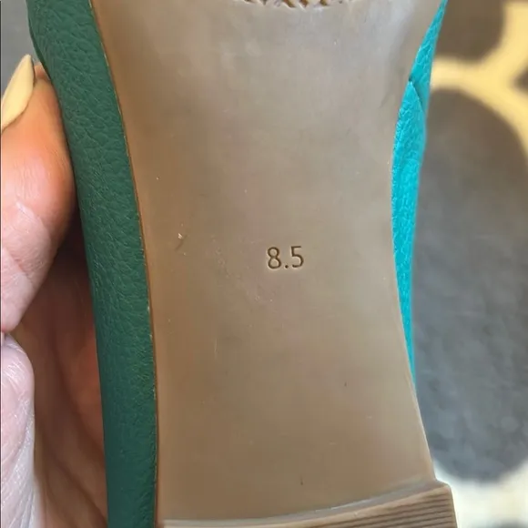 Tory Burch Teal Ballet Flats with Logo Medallion
