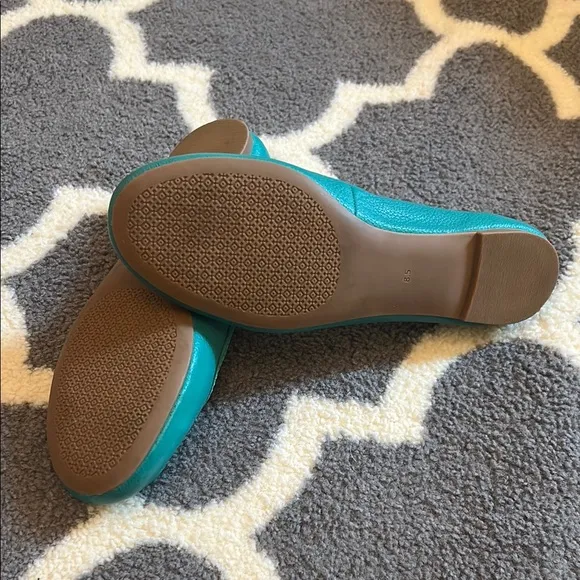 Tory Burch Teal Ballet Flats with Logo Medallion