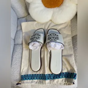 Tory Burch white ines slide sandals