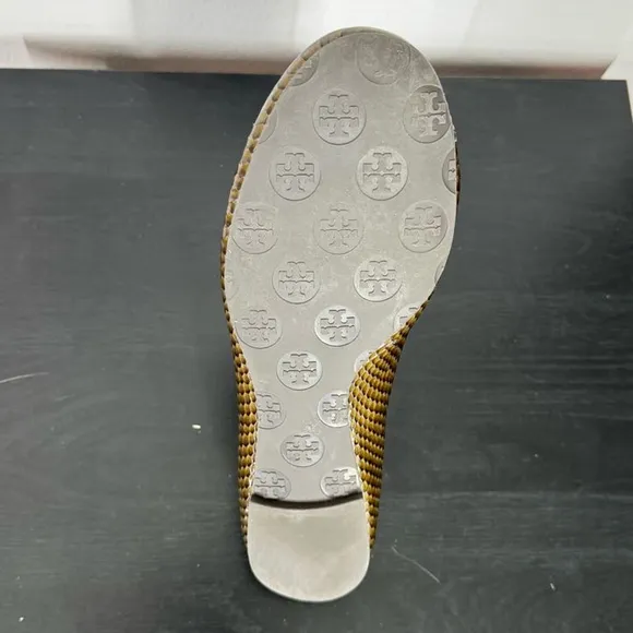 Tory Burch Women 9M Golden Brown Python Snakeskin Leather Reva Ballet Flat Shoes