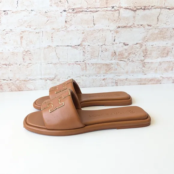 Tory Burch Women's Double T Leather Sport Slide Sandals