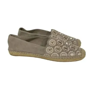 Tory Burch Yasmin Taupe Reflective Mirror Espadrille Flats