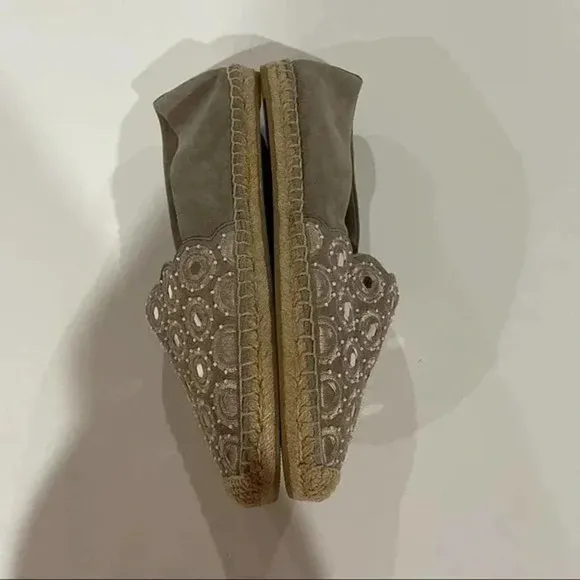 Tory Burch Yasmin Taupe Reflective Mirror Espadrille Flats