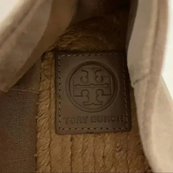 Tory Burch Yasmin Taupe Reflective Mirror Espadrille Flats