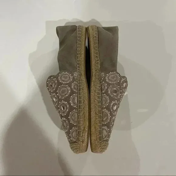 Tory Burch Yasmin Taupe Reflective Mirror Espadrille Flats