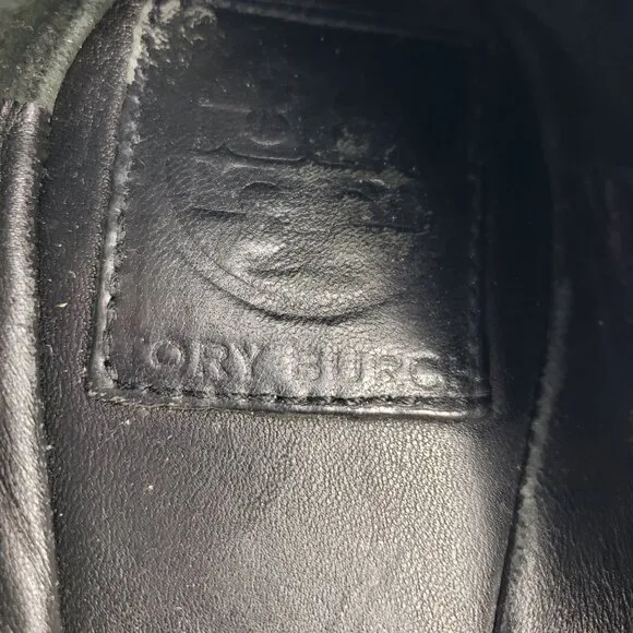 Tory Burch Caroline Arabia Black Elastic Flats 10M, Flaws