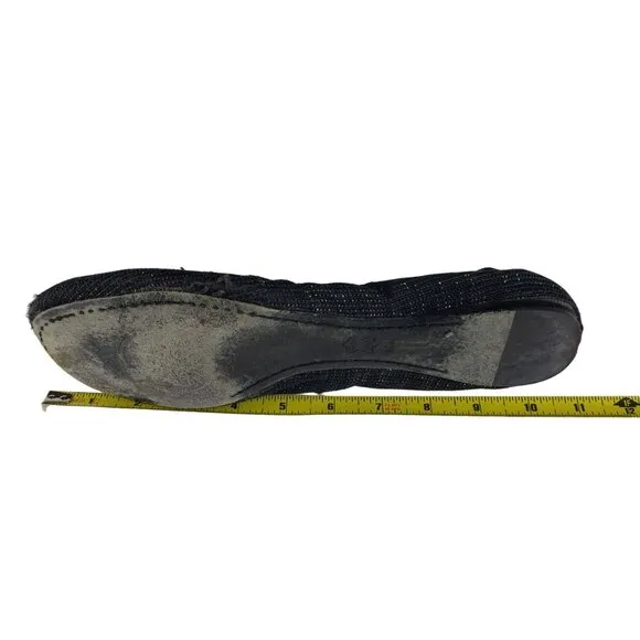 Tory Burch Caroline Arabia Black Elastic Flats 10M, Flaws