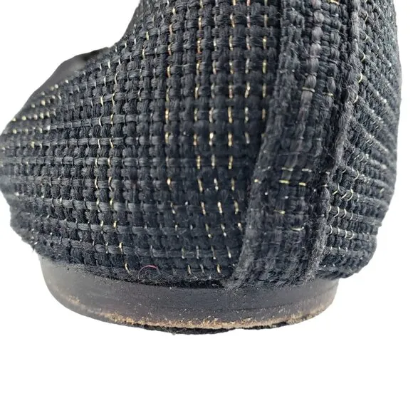 Tory Burch Caroline Arabia Black Elastic Flats 10M, Flaws