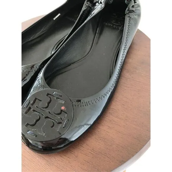 Tory Burch Reva black patent leather ballet flats size 7.5