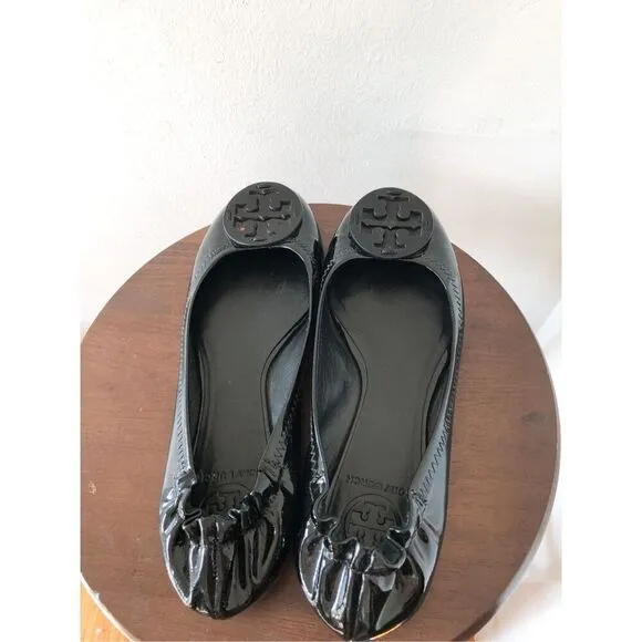 Tory Burch Reva black patent leather ballet flats size 7.5