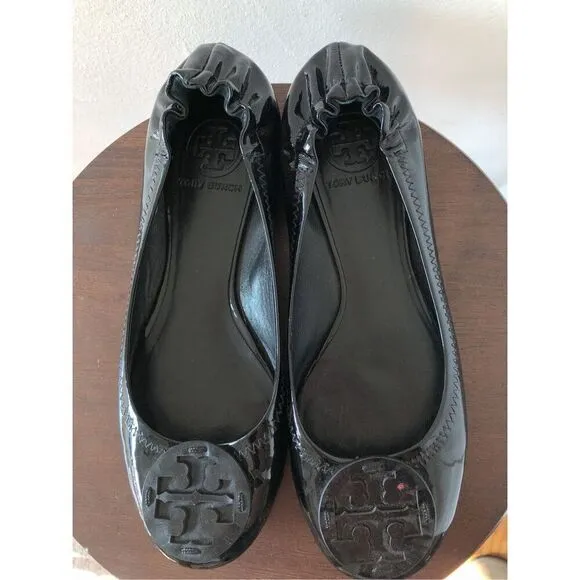 Tory Burch Reva black patent leather ballet flats size 7.5