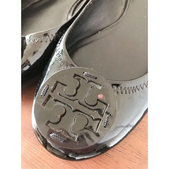 Tory Burch Reva black patent leather ballet flats size 7.5
