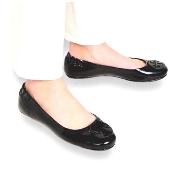 Tory Burch Reva black patent leather ballet flats size 7.5