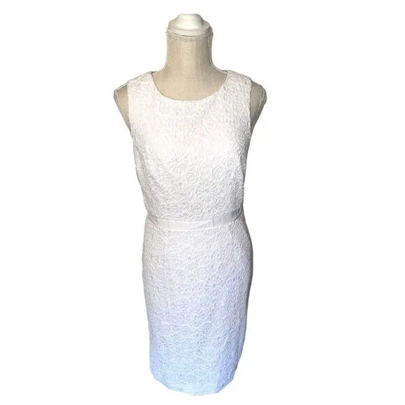 Trina Turk White Eyelet Lace Sheath Dress Size 4 NWT