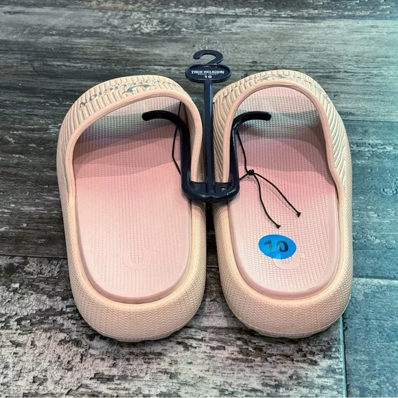 True Religion Women's Meg Slip On Slides Nude Size 10 NWT