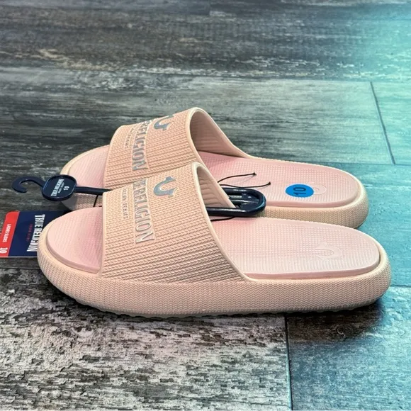 True Religion Women's Meg Slip On Slides Nude Size 10 NWT