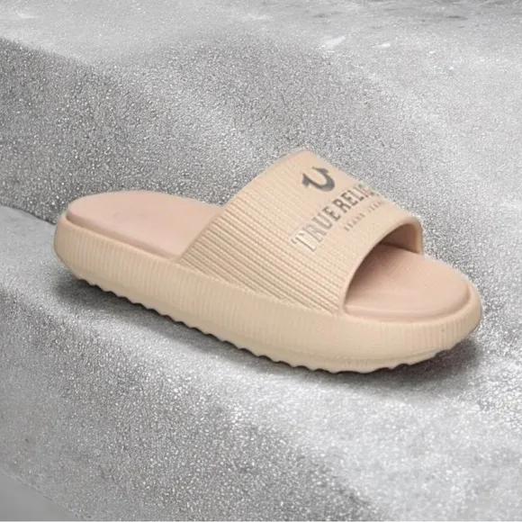 True Religion Women's Meg Slip On Slides Nude Size 9 NWT