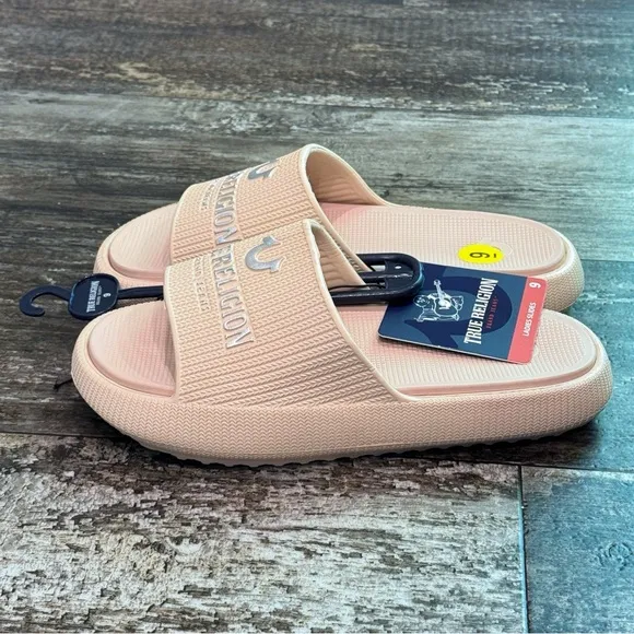 True Religion Women's Meg Slip On Slides Nude Size 9 NWT