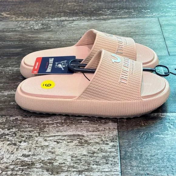 True Religion Women's Meg Slip On Slides Nude Size 9 NWT