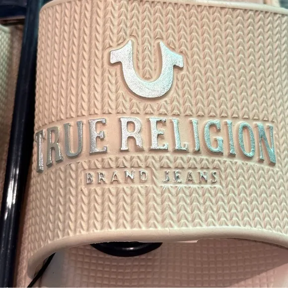 True Religion Women's Meg Slip On Slides Nude Size 9 NWT