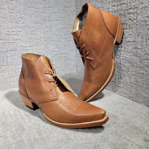 Twisted X Steppin'Out Women's Size 8B US Cognac Leather Lace-Up Western Boots