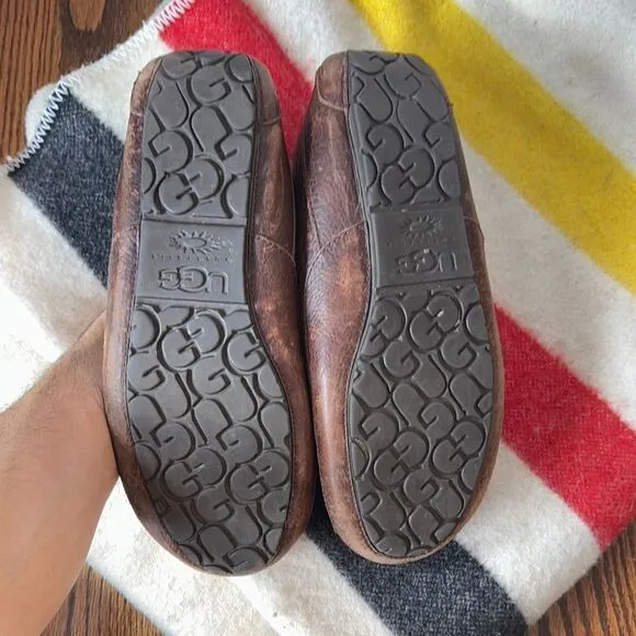 Ugg Ascot Brown Leather Loafers - 11