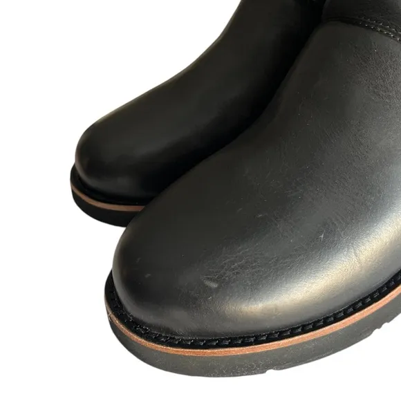 UGG Augustine Tall Lace-Up Ribbon Bow Black Leather Sheepskin Boots