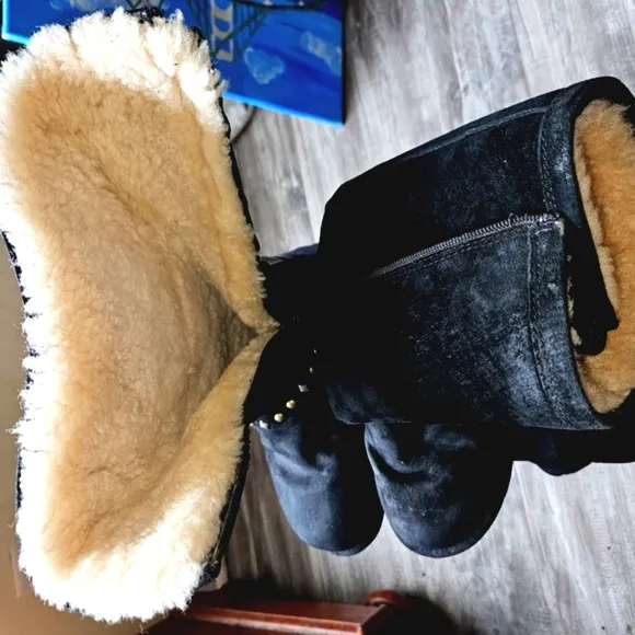 UGG Black Studded Boots with Silver &amp; Gold Accents.