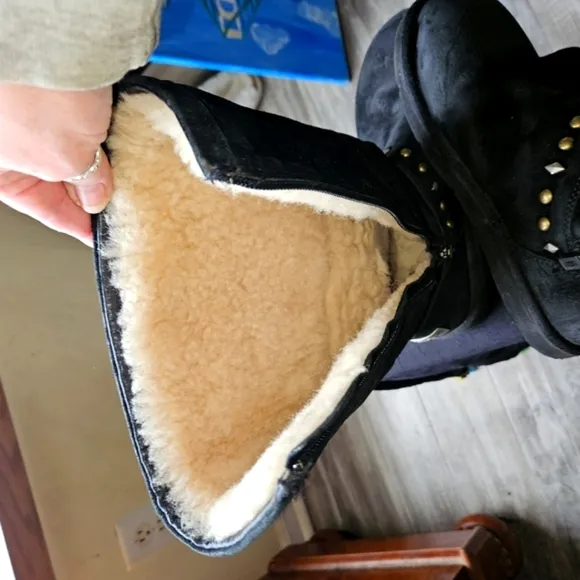 UGG Black Studded Boots with Silver &amp; Gold Accents.