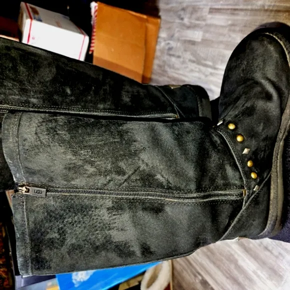 UGG Black Studded Boots with Silver &amp; Gold Accents.