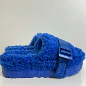 Ugg Blue Fluffita Flatform Slides Sheepskin Sandal Slipper Women’s Size 6 NEW