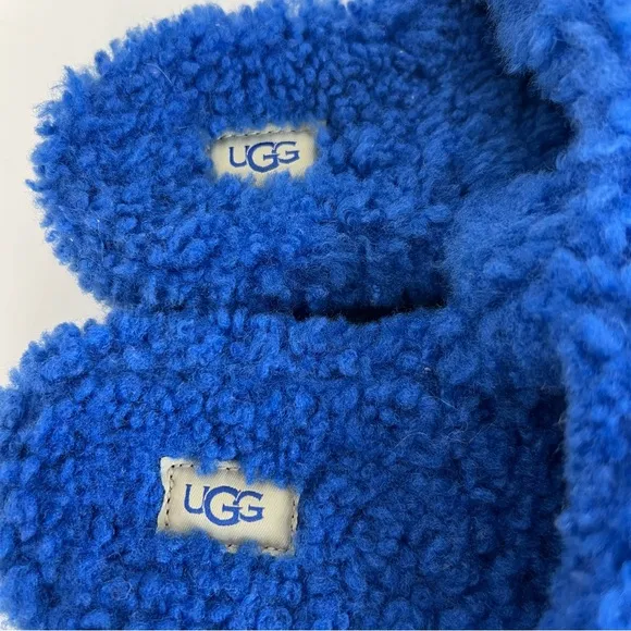 Ugg Blue Fluffita Flatform Slides Sheepskin Sandal Slipper Women’s Size 6 NEW