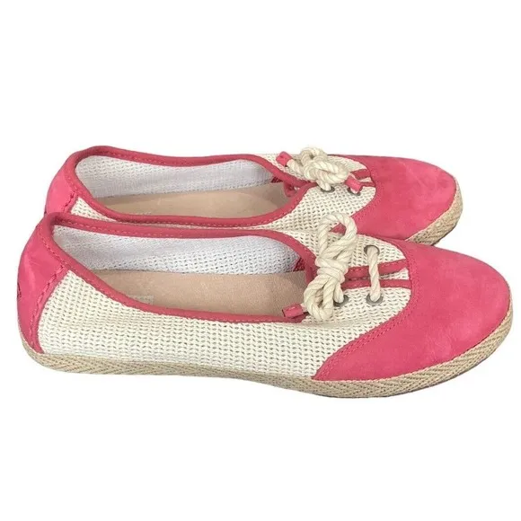 UGG Catrin Crochet Slip-ons Textile and Nubuck Flats Pink Size 9.5