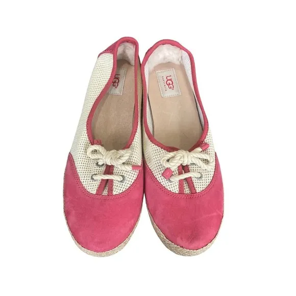 UGG Catrin Crochet Slip-ons Textile and Nubuck Flats Pink Size 9.5