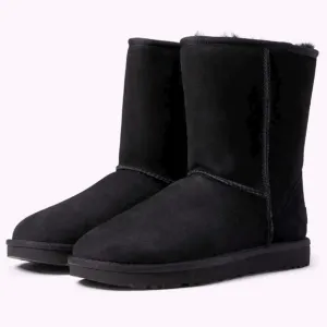 UGG® Classic Short II mid-calf suede boot black color size 7