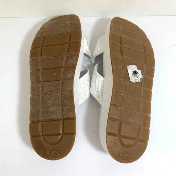 UGG Emily Mesh Slides Sandals Slip On Cross Strap Platform White Size 8 NEW