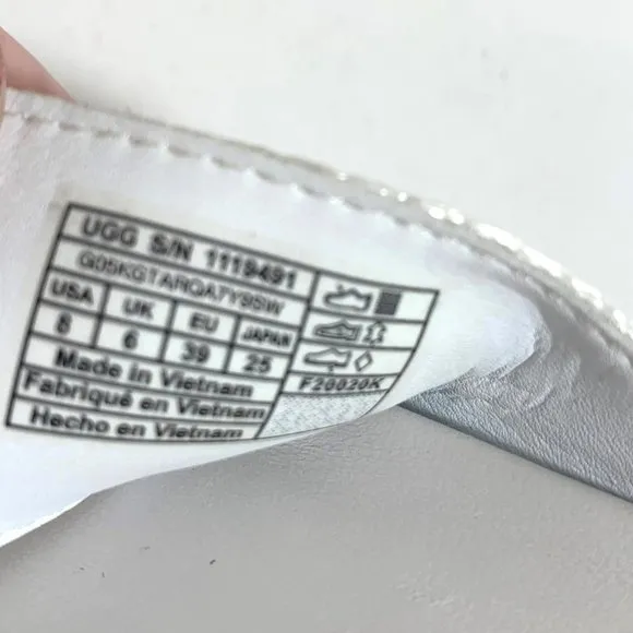 UGG Emily Mesh Slides Sandals Slip On Cross Strap Platform White Size 8 NEW