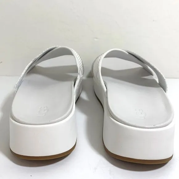 UGG Emily Mesh Slides Sandals Slip On Cross Strap Platform White Size 8 NEW