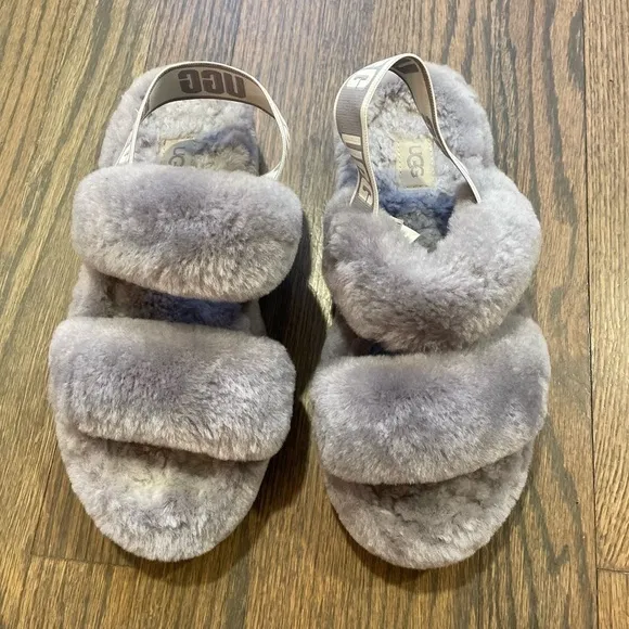 UGG Fluff Oh Yeah Slingback Shearling Sandal Size 7 Women
