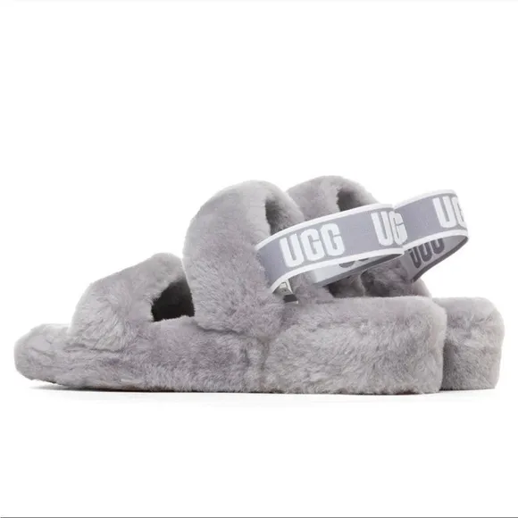 UGG Fluff Oh Yeah Slingback Shearling Sandal Size 7 Women