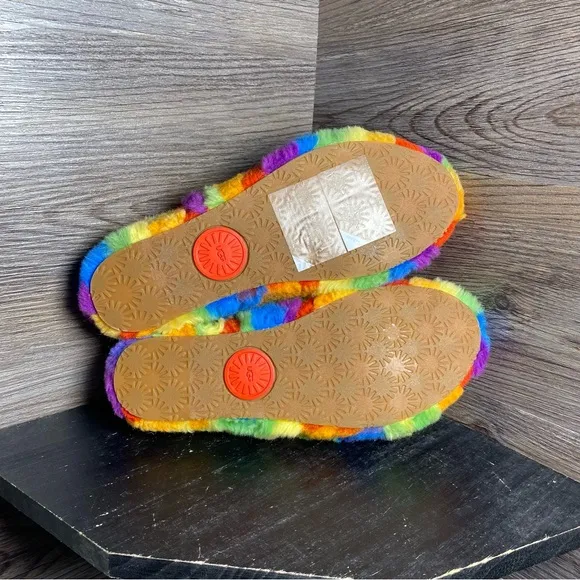 Ugg fluff yeah slide cali collage rainbow multicolor slippers sandals