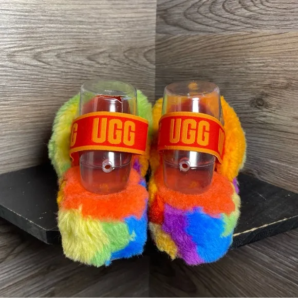 Ugg fluff yeah slide cali collage rainbow multicolor slippers sandals