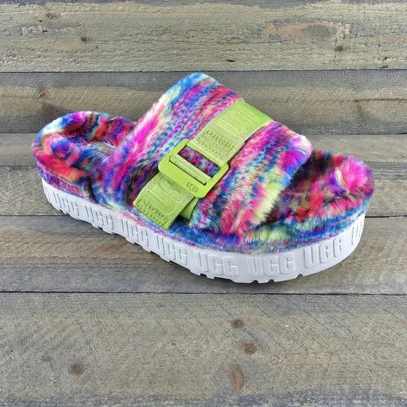 UGG Fluffita Pixelate Women's Slide Sandal Faux Fur Multicolor