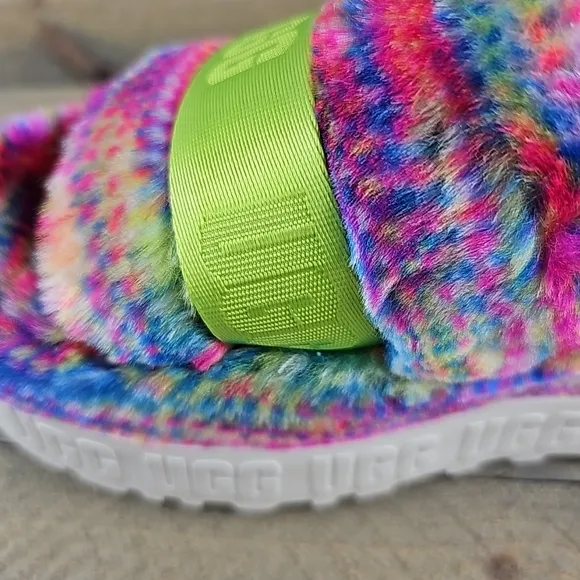 UGG Fluffita Pixelate Women's Slide Sandal Faux Fur Multicolor