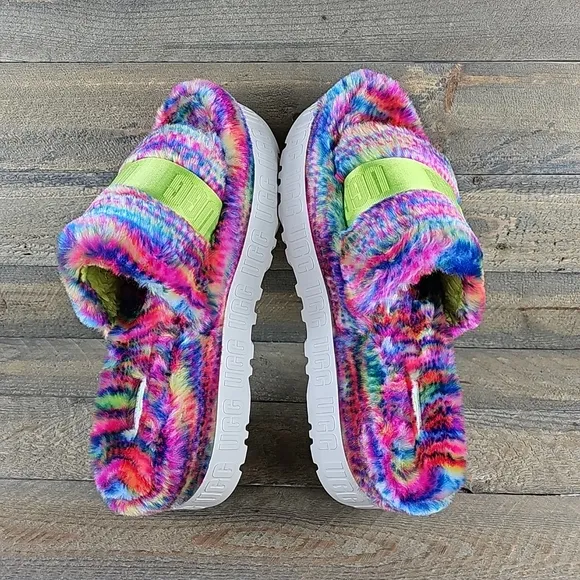 UGG Fluffita Pixelate Women's Slide Sandal Faux Fur Multicolor
